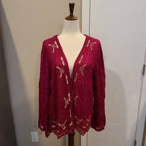 L/XL World Market Pink Ethnic Cardigan